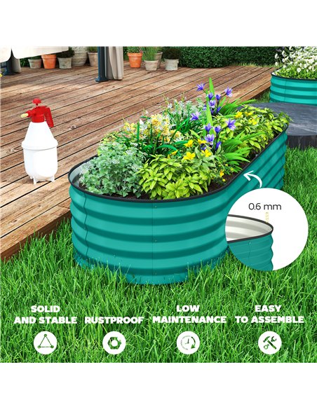 Outsunny Set of Two 150 x 60cm Steel Planters - Green - pic 186618 | FastDaddyshop