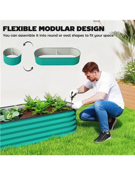 Outsunny Set of Two 150 x 60cm Steel Planters - Green - pic 186619 | FastDaddyshop