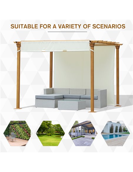 Outsunny 3x3m Garden Outdoor Retractable Pergola Gazebo with Adjustable Canopy, Beige - pic 18662 | FastDaddyshop