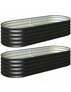 Outsunny Set of Two 150 x 60cm Steel Planters - Dark Grey