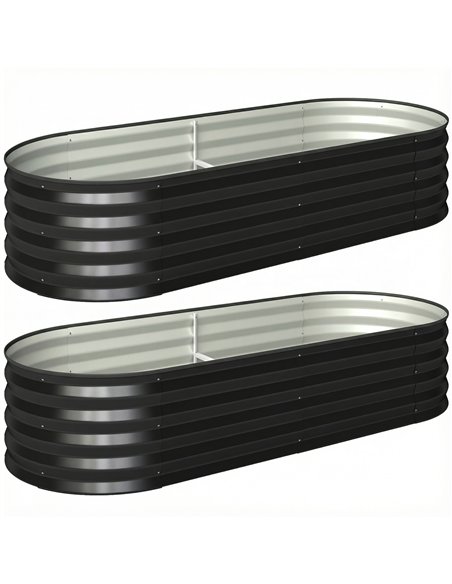 Outsunny Set of Two 150 x 60cm Steel Planters - Dark Grey - pic 186620 | FastDaddyshop