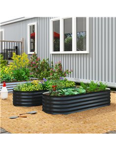 Outsunny Set of Two 150 x 60cm Steel Planters - Dark Grey 2