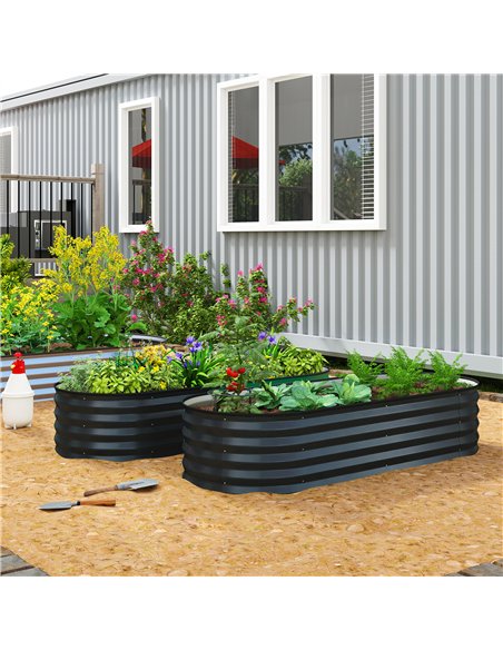 Outsunny Set of Two 150 x 60cm Steel Planters - Dark Grey - pic 186621 | FastDaddyshop
