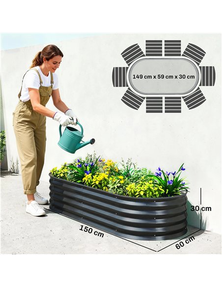Outsunny Set of Two 150 x 60cm Steel Planters - Dark Grey - pic 186622 | FastDaddyshop
