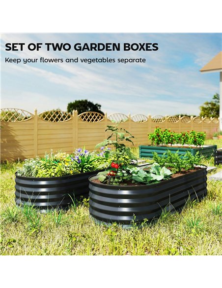 Outsunny Set of Two 150 x 60cm Steel Planters - Dark Grey - pic 186623 | FastDaddyshop