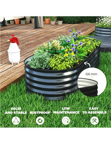Outsunny Set of Two 150 x 60cm Steel Planters - Dark Grey