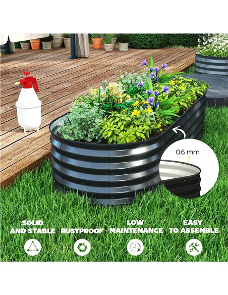 Outsunny Set of Two 150 x 60cm Steel Planters - Dark Grey - pic 186627 | FastDaddyshop