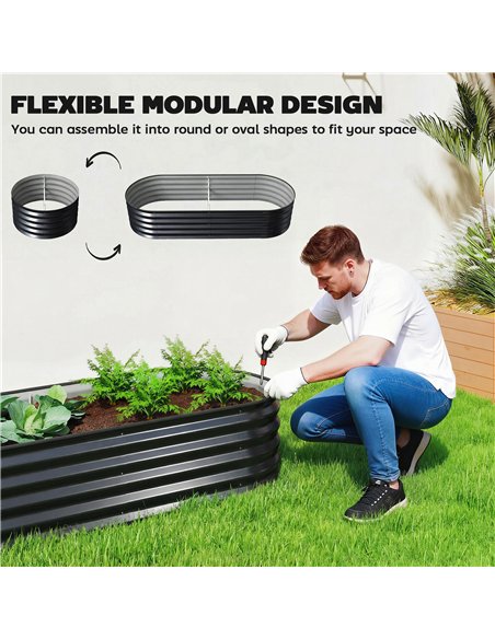 Outsunny Set of Two 150 x 60cm Steel Planters - Dark Grey - pic 186628 | FastDaddyshop