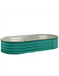 Outsunny Galvanised Raised Garden Bed, Metal Planter Box with Safety Edging, for Flowers, Herbs, Succulents, Light Green