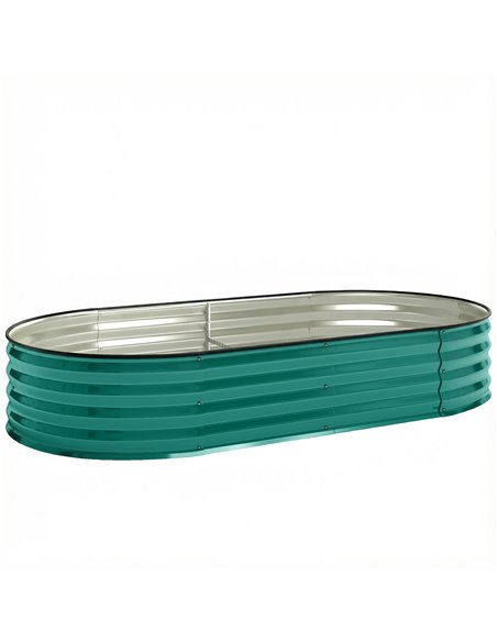 Outsunny Galvanised Raised Garden Bed, Metal Planter Box with Safety Edging, for Flowers, Herbs, Succulents, Light Green - pic 186629 | FastDaddyshop