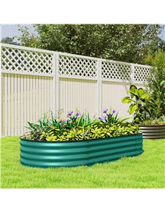 Outsunny Galvanised Raised Garden Bed, Metal Planter Box with Safety Edging, for Flowers, Herbs, Succulents, Light Green 2