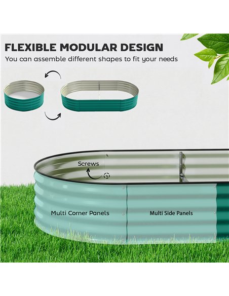 Outsunny Galvanised Raised Garden Bed, Metal Planter Box with Safety Edging, for Flowers, Herbs, Succulents, Light Green - pic 186632 | FastDaddyshop