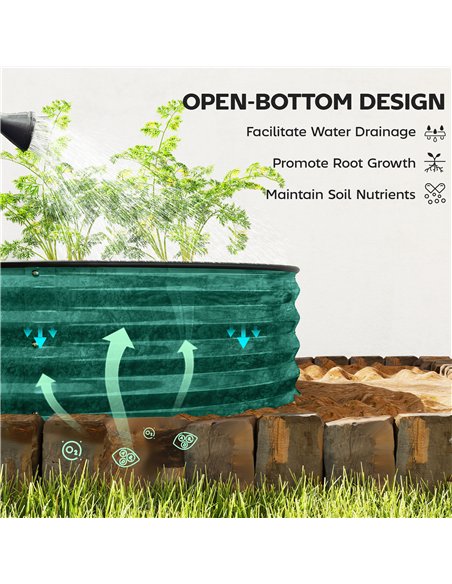 Outsunny Galvanised Raised Garden Bed, Metal Planter Box with Safety Edging, for Flowers, Herbs, Succulents, Light Green - pic 186633 | FastDaddyshop