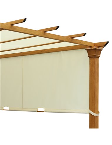 Outsunny 3x3m Garden Outdoor Retractable Pergola Gazebo with Adjustable Canopy, Beige