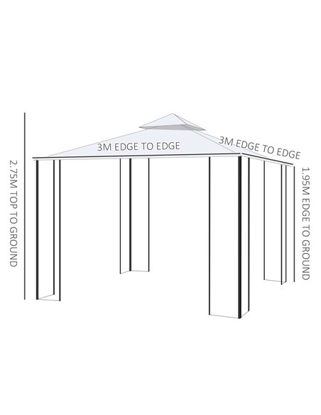 Outsunny 3x3m Garden Gazebo with Double Top, Mesh Curtain, Beige - pic 18667 | FastDaddyshop