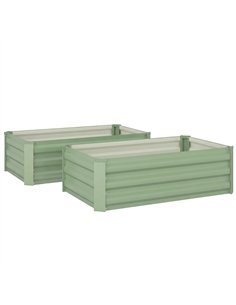 Outsunny Set of Two 100 x 60cm Steel Planter Boxes - Light Green