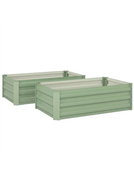 Outsunny Set of Two 100 x 60cm Steel Planter Boxes - Light Green - pic 186674 | FastDaddyshop