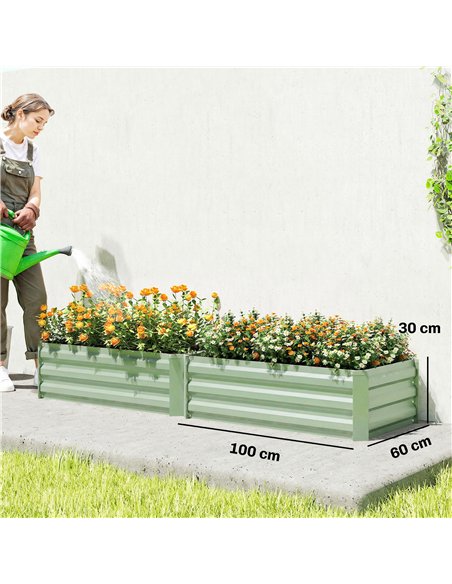 Outsunny Set of Two 100 x 60cm Steel Planter Boxes - Light Green - pic 186676 | FastDaddyshop