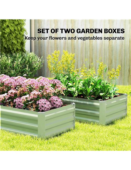Outsunny Set of Two 100 x 60cm Steel Planter Boxes - Light Green - pic 186677 | FastDaddyshop