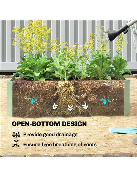 Outsunny Set of Two 100 x 60cm Steel Planter Boxes - Light Green - pic 186678 | FastDaddyshop