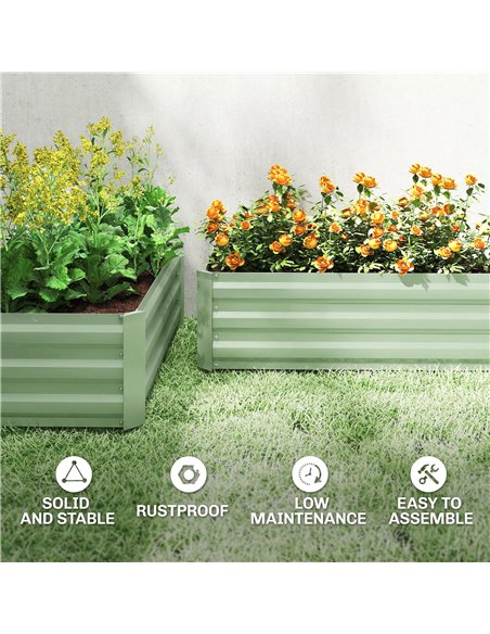 Outsunny Set of Two 100 x 60cm Steel Planter Boxes - Light Green - pic 186680 | FastDaddyshop