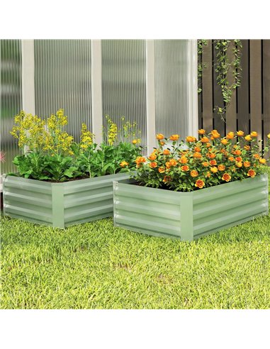 Outsunny Set of Two 100 x 60cm Steel Planter Boxes - Light Green