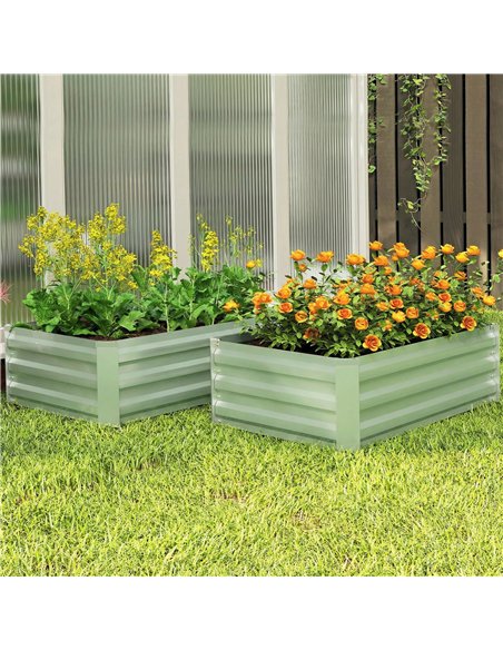 Outsunny Set of Two 100 x 60cm Steel Planter Boxes - Light Green - pic 186682 | FastDaddyshop