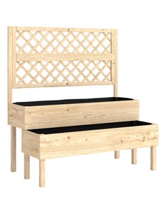 Outsunny Raised Garden Bed 2-Tier Stepped Design Planter Box with Trellis for Climbing Plants 108x62x120 cm