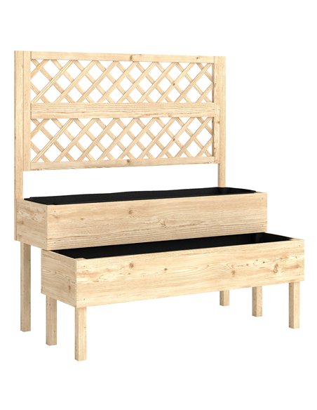 Outsunny Raised Garden Bed 2-Tier Stepped Design Planter Box with Trellis for Climbing Plants 108x62x120 cm - pic 186683 | FastDaddyshop