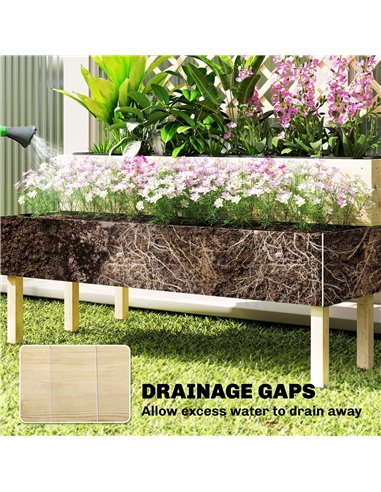 Outsunny Raised Garden Bed 2-Tier Stepped Design Planter Box with Trellis for Climbing Plants 108x62x120 cm