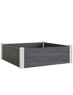 Outsunny Vinyl Raised Garden Bed Kit, 3 x 3 x 1ft Modular Elevated Garden Box with Slotting Legs and Open Bottom, Dark Grey