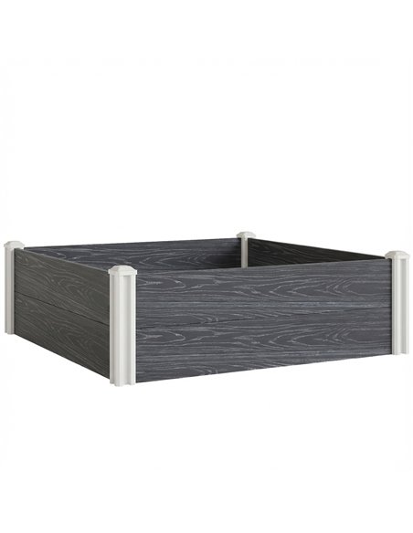 Outsunny Vinyl Raised Garden Bed Kit, 3 x 3 x 1ft Modular Elevated Garden Box with Slotting Legs and Open Bottom, Dark Grey - pic 186692 | FastDaddyshop