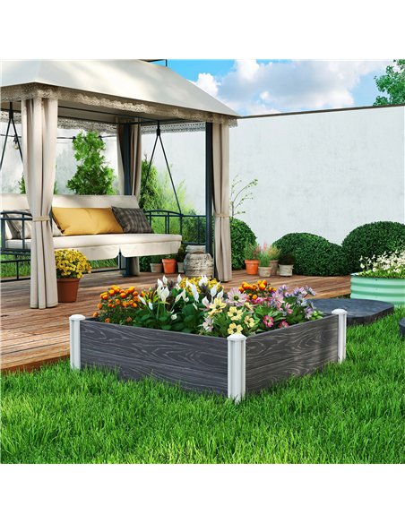 Outsunny Vinyl Raised Garden Bed Kit, 3 x 3 x 1ft Modular Elevated Garden Box with Slotting Legs and Open Bottom, Dark Grey - pic 186693 | FastDaddyshop