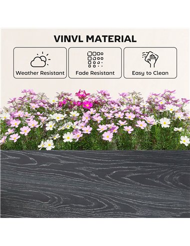 Outsunny Vinyl Raised Garden Bed Kit, 3 x 3 x 1ft Modular Elevated Garden Box with Slotting Legs and Open Bottom, Dark Grey