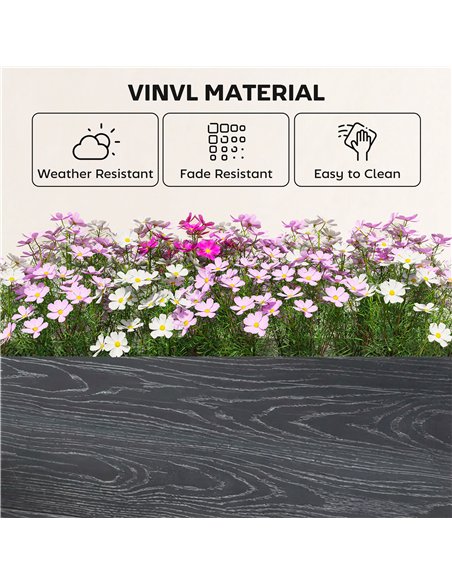 Outsunny Vinyl Raised Garden Bed Kit, 3 x 3 x 1ft Modular Elevated Garden Box with Slotting Legs and Open Bottom, Dark Grey - pic 186696 | FastDaddyshop