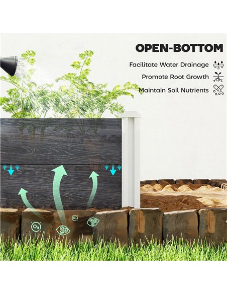 Outsunny Vinyl Raised Garden Bed Kit, 3 x 3 x 1ft Modular Elevated Garden Box with Slotting Legs and Open Bottom, Dark Grey - pic 186697 | FastDaddyshop