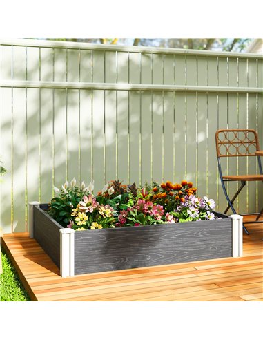 Outsunny Vinyl Raised Garden Bed Kit, 3 x 3 x 1ft Modular Elevated Garden Box with Slotting Legs and Open Bottom, Dark Grey