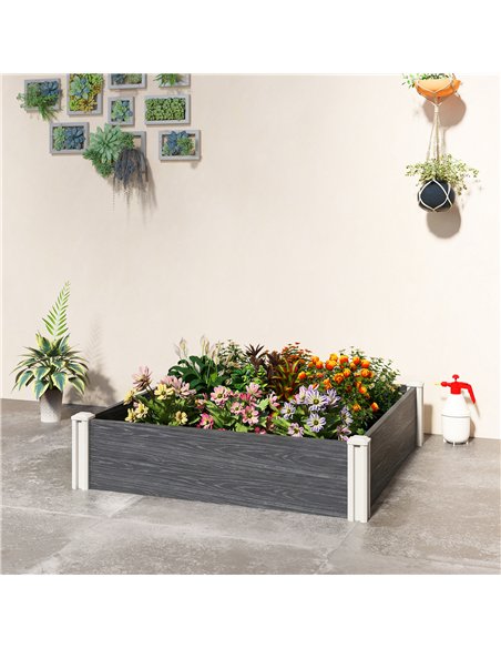 Outsunny Vinyl Raised Garden Bed Kit, 3 x 3 x 1ft Modular Elevated Garden Box with Slotting Legs and Open Bottom, Dark Grey - pic 186699 | FastDaddyshop