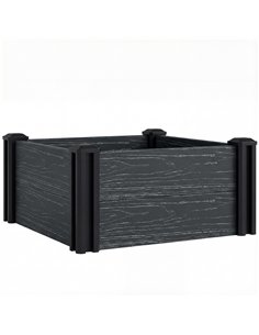 Outsunny Vinyl Raised Garden Bed Kit, 2 x 2 x 1ft Modular Elevated Garden Box with Slotting Legs and Open Bottom, Dark Grey