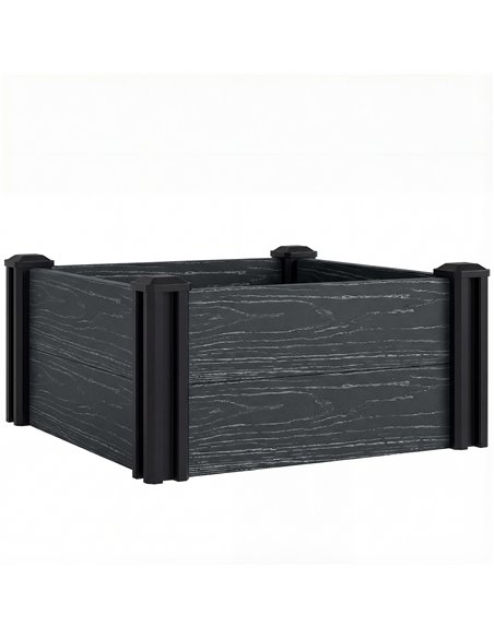 Outsunny Vinyl Raised Garden Bed Kit, 2 x 2 x 1ft Modular Elevated Garden Box with Slotting Legs and Open Bottom, Dark Grey - pic 186701 | FastDaddyshop