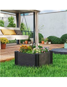 Outsunny Vinyl Raised Garden Bed Kit, 2 x 2 x 1ft Modular Elevated Garden Box with Slotting Legs and Open Bottom, Dark Grey 2