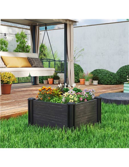 Outsunny Vinyl Raised Garden Bed Kit, 2 x 2 x 1ft Modular Elevated Garden Box with Slotting Legs and Open Bottom, Dark Grey - pic 186702 | FastDaddyshop