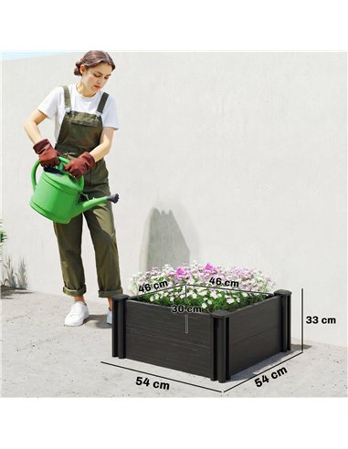 Outsunny Vinyl Raised Garden Bed Kit, 2 x 2 x 1ft Modular Elevated Garden Box with Slotting Legs and Open Bottom, Dark Grey