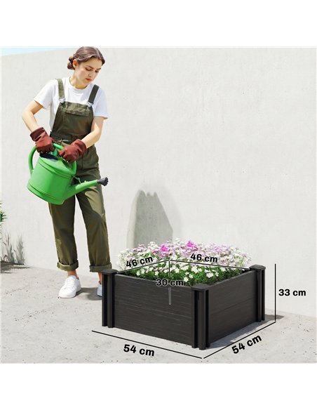 Outsunny Vinyl Raised Garden Bed Kit, 2 x 2 x 1ft Modular Elevated Garden Box with Slotting Legs and Open Bottom, Dark Grey - pic 186703 | FastDaddyshop