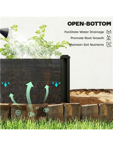 Outsunny Vinyl Raised Garden Bed Kit, 2 x 2 x 1ft Modular Elevated Garden Box with Slotting Legs and Open Bottom, Dark Grey