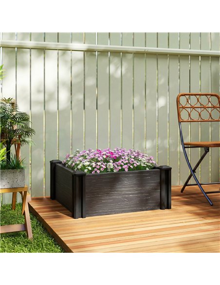 Outsunny Vinyl Raised Garden Bed Kit, 2 x 2 x 1ft Modular Elevated Garden Box with Slotting Legs and Open Bottom, Dark Grey - pic 186707 | FastDaddyshop