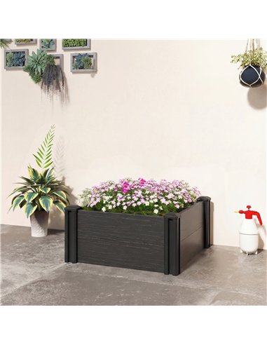 Outsunny Vinyl Raised Garden Bed Kit, 2 x 2 x 1ft Modular Elevated Garden Box with Slotting Legs and Open Bottom, Dark Grey