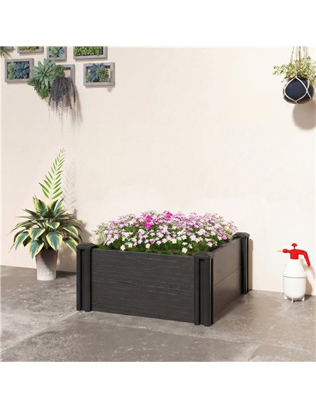 Outsunny Vinyl Raised Garden Bed Kit, 2 x 2 x 1ft Modular Elevated Garden Box with Slotting Legs and Open Bottom, Dark Grey - pic 186708 | FastDaddyshop