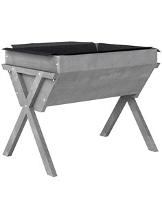 Outsunny Wooden Raised Garden Bed with Bed Liner, Elevated Planter Box with Legs, Light Grey
