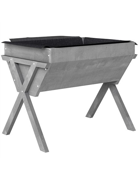 Outsunny Wooden Raised Garden Bed with Bed Liner, Elevated Planter Box with Legs, Light Grey - pic 186710 | FastDaddyshop